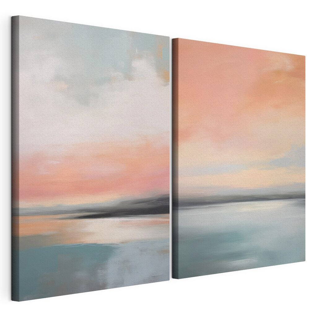 Painting of a sunset over a lake Painting of a sunset over a lake