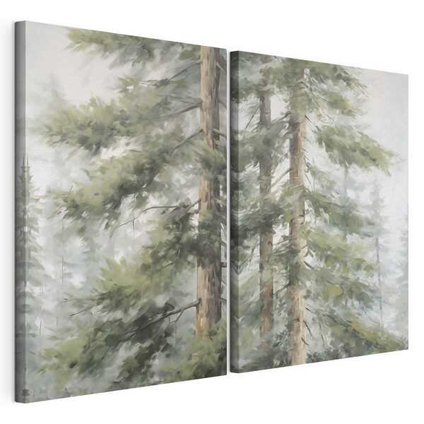 Painting of trees in the fog