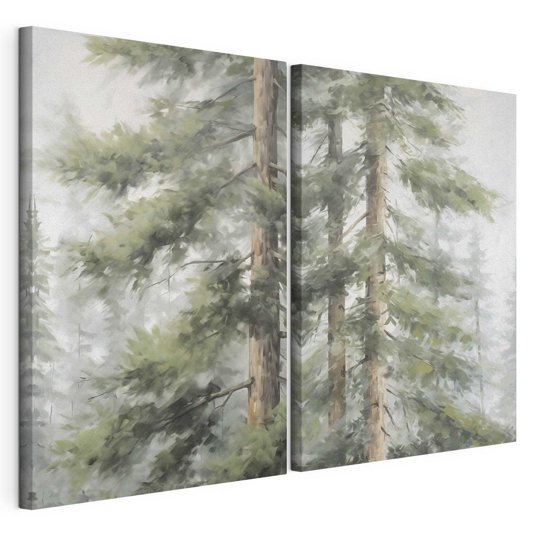 Painting of trees in the fog