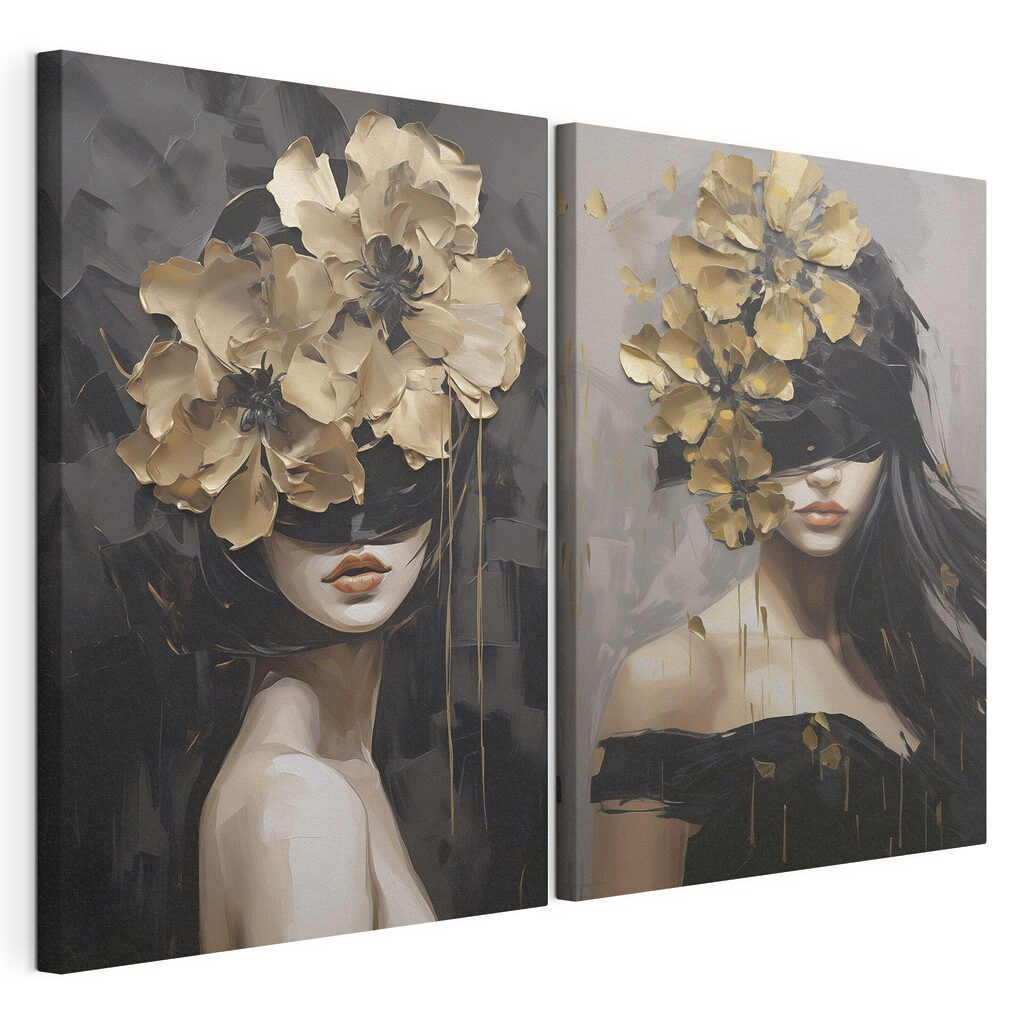 Painting of a woman with flowers on her head Painting of a woman with flowers on her head