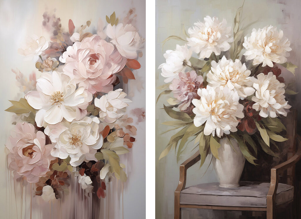 Painting of flowers in a vase Painting of flowers in a vase