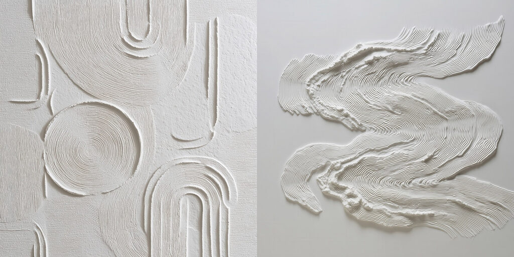 Intricate patterns in soft white tones