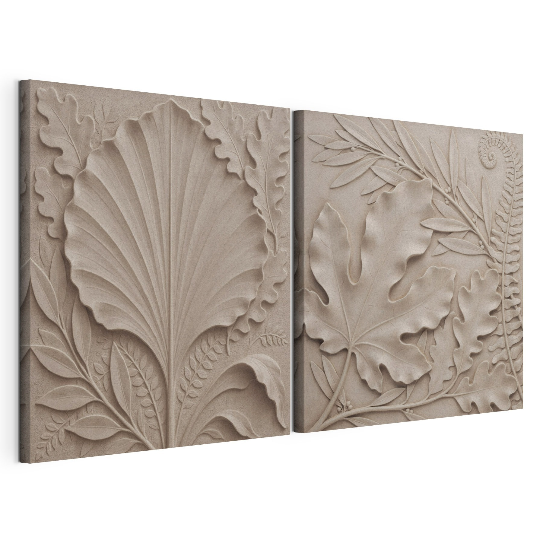 Stone carving of leaves and branches