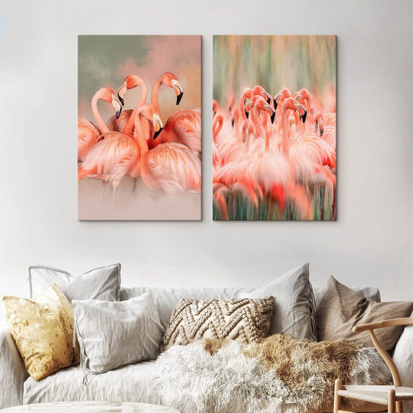 Group of flamingos standing together
