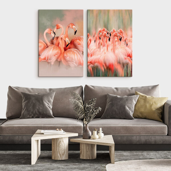 Group of flamingos standing together
