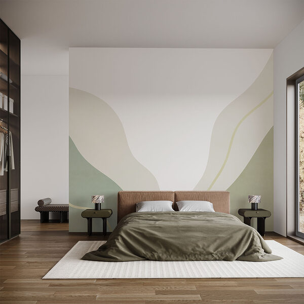 Arte astratta in verde e bianco