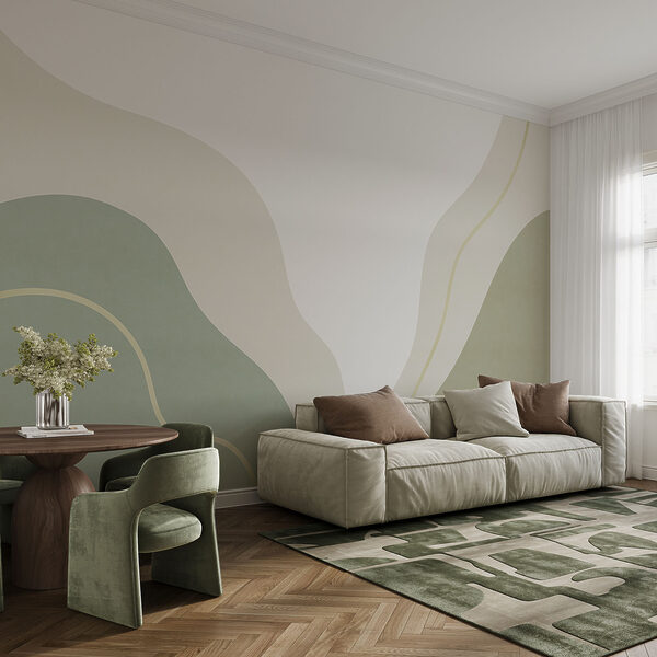 Arte astratta in verde e bianco