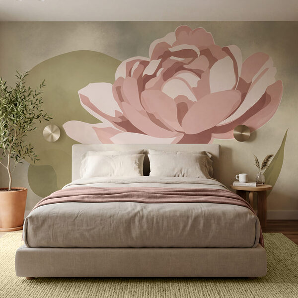 Fiore rosa con foglie verdi