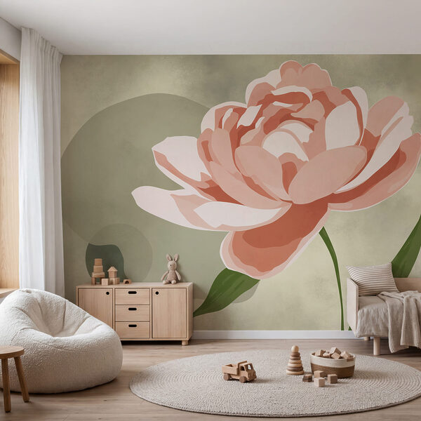 Carta da parati Fiore rosa con foglie verdi (COD: t01022v5) Carta da parati Carta da parati Fiore rosa con foglie verdi (COD: t01022v5)