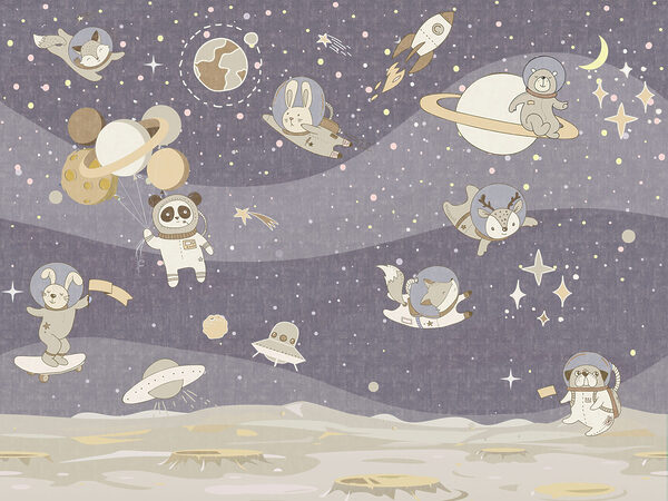 Cartoon space scene with planets and stars Cartoon space scene with planets and stars