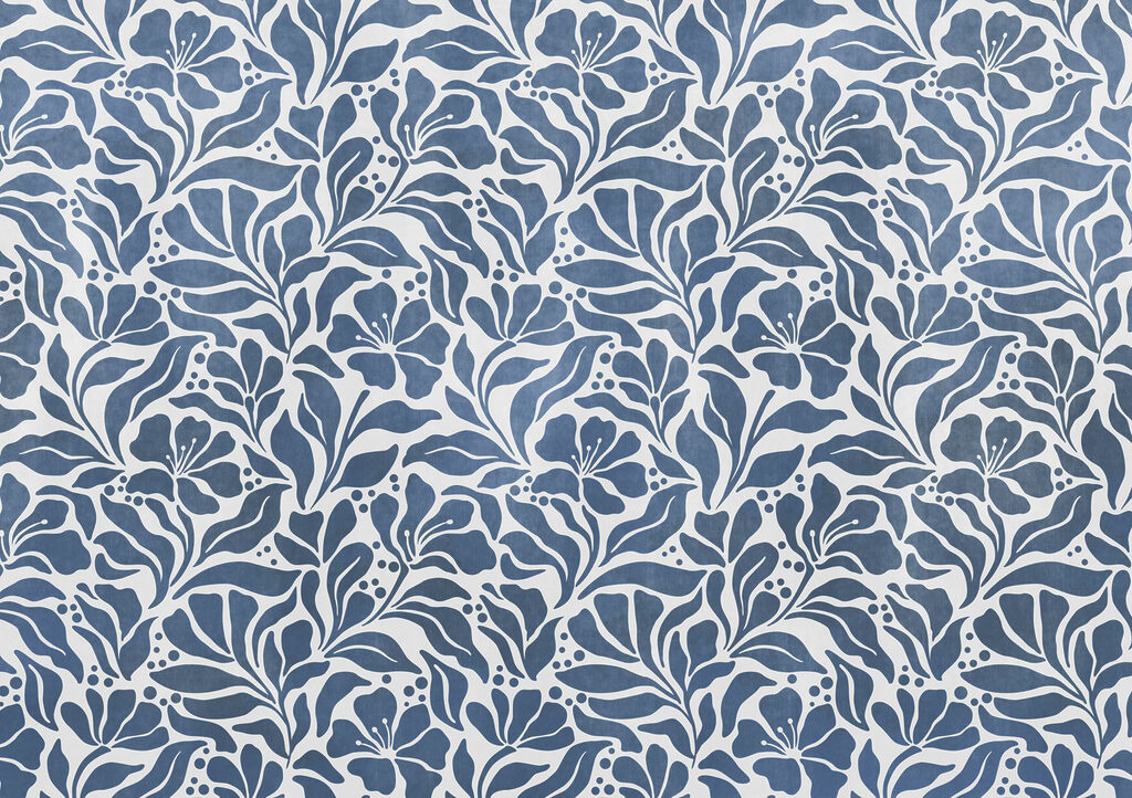 Carta da parati Motivo floreale blu e bianco (COD: t01114v1) Carta da parati Motivo floreale blu e bianco (COD: t01114v1)