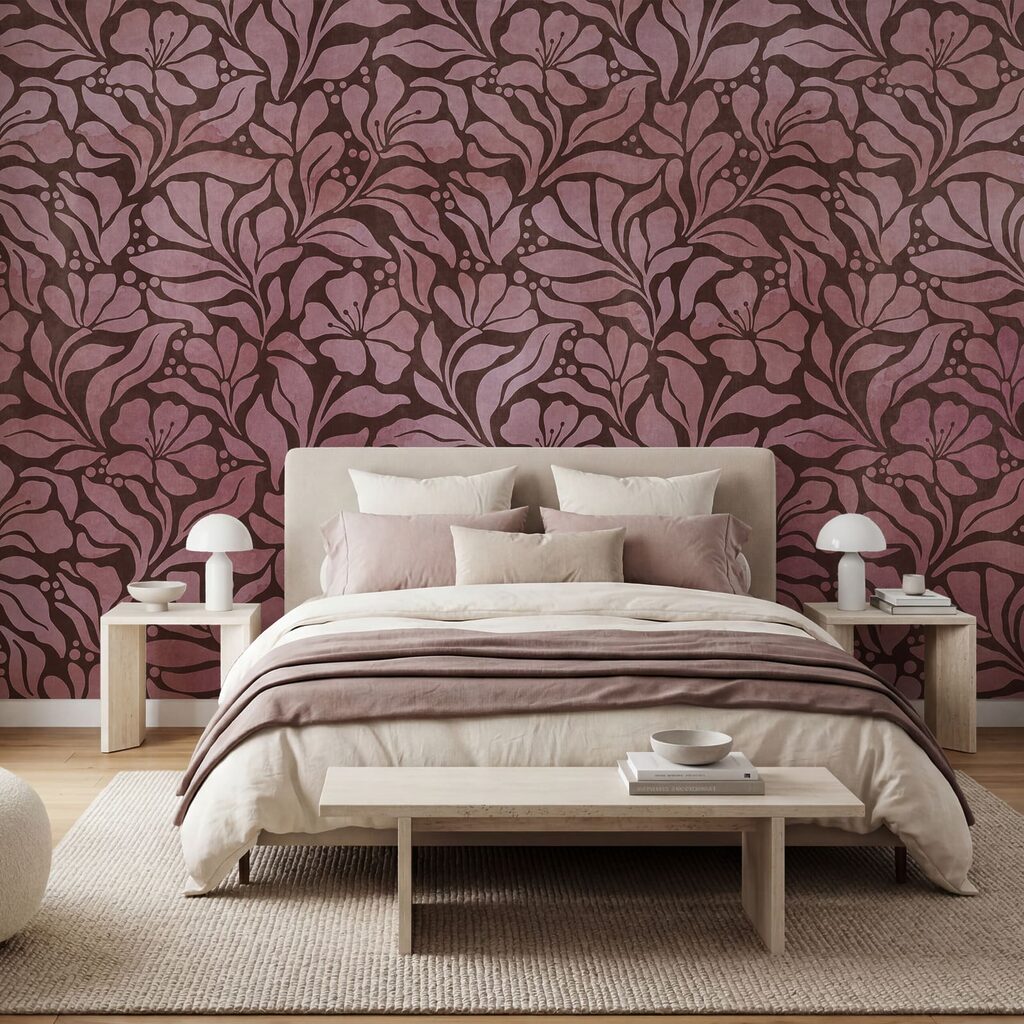 Carta da parati Motivo con fiori rosa (COD: t01114v2)