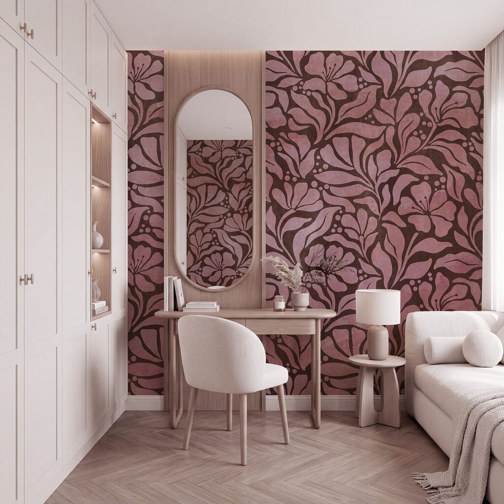 Carta da parati Motivo con fiori rosa (COD: t01114v2)
