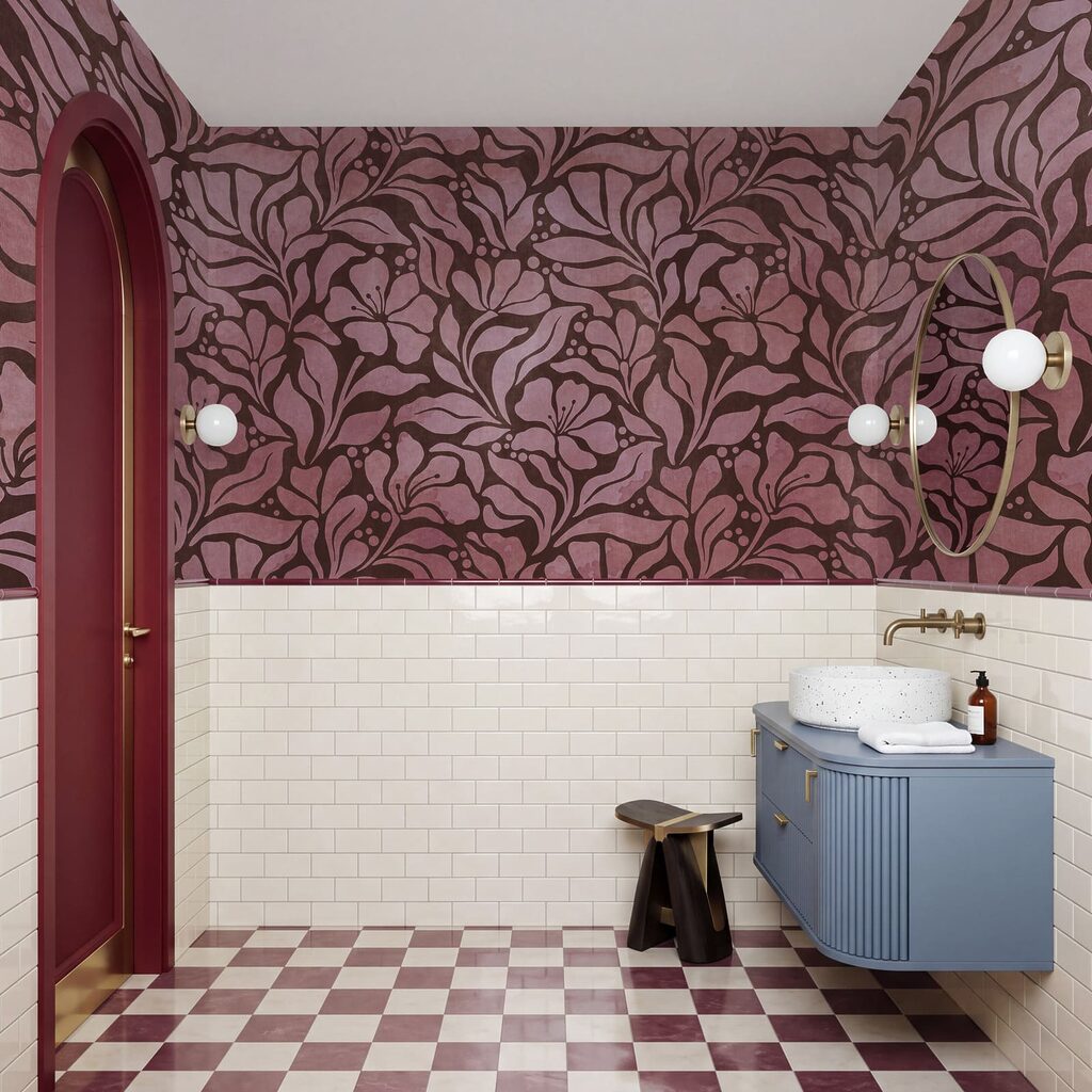 Carta da parati Motivo con fiori rosa (COD: t01114v2)