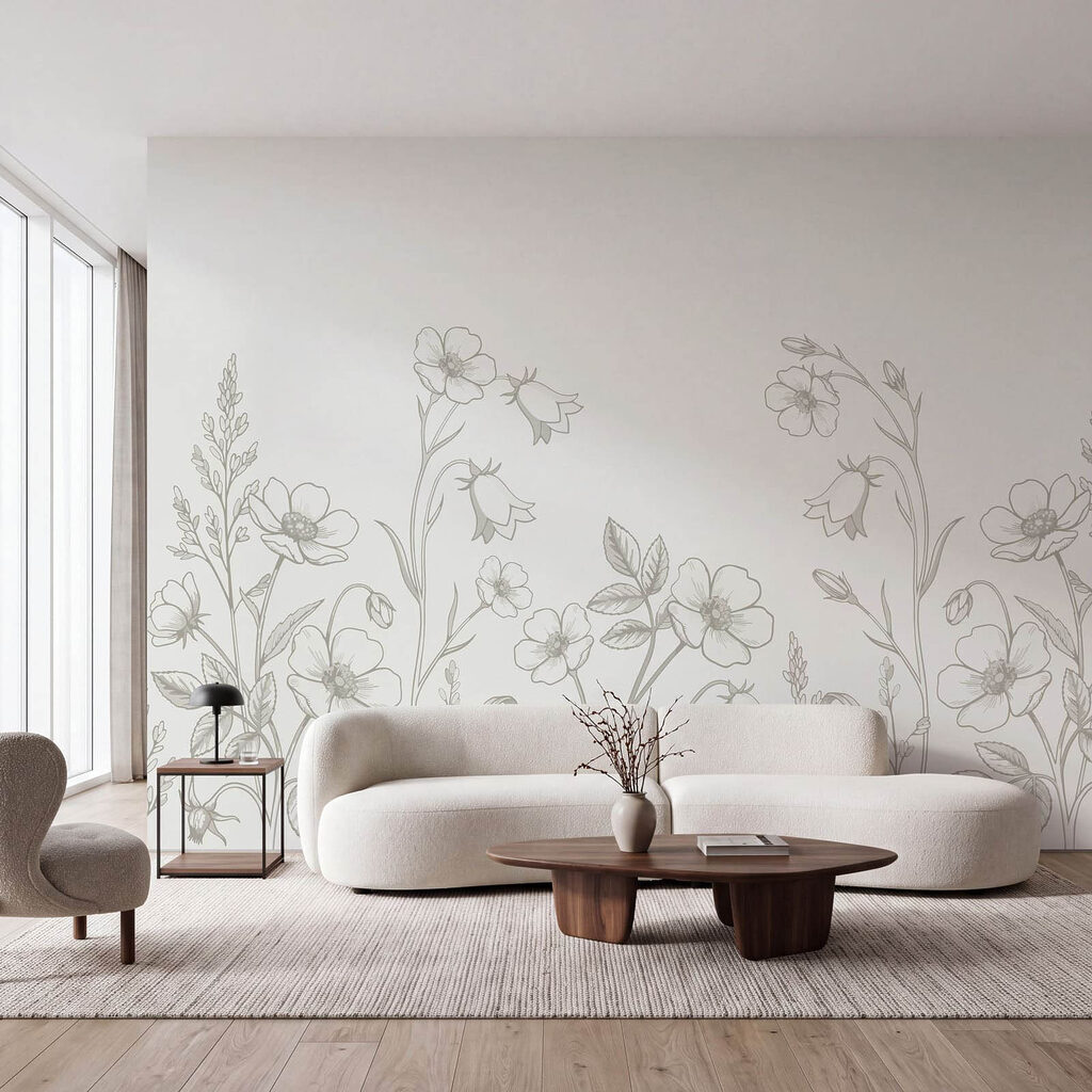Carta da parati Linea di fiori e piante (COD: t01071)