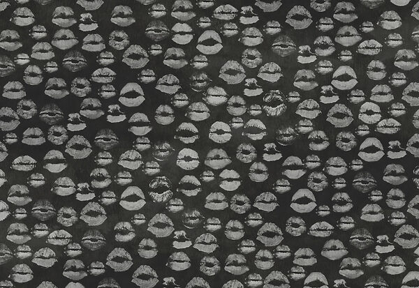 Carta da parati Sfondo bianco e nero con impronte di rossetto (COD: t01086) Carta da parati Sfondo bianco e nero con impronte di rossetto (COD: t01086)