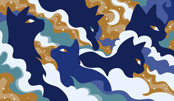 Carta da parati Gatti blu nel cielo (COD: t01136)