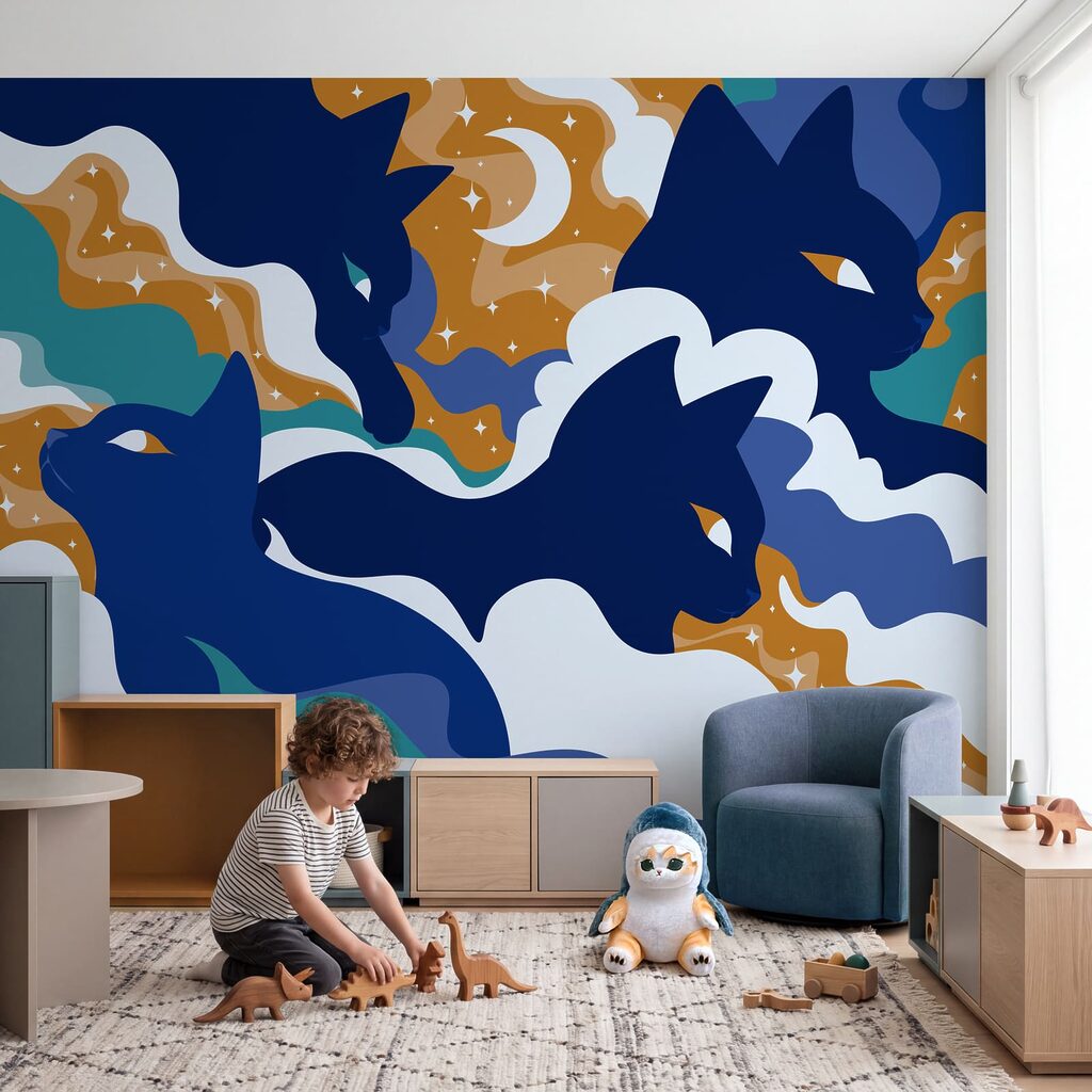 Carta da parati Gatti blu nel cielo (COD: t01136)