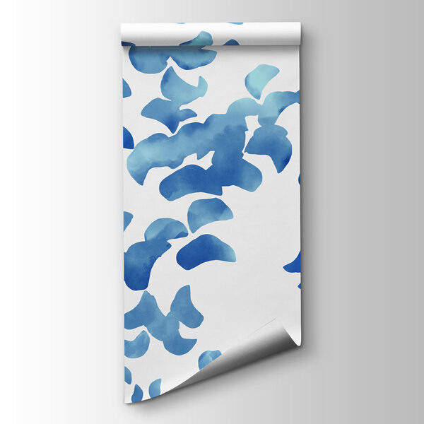 Carta da parati Petali di fiori blu su sfondo bianco (COD: t01140) Carta da parati Petali di fiori blu su sfondo bianco (COD: t01140)