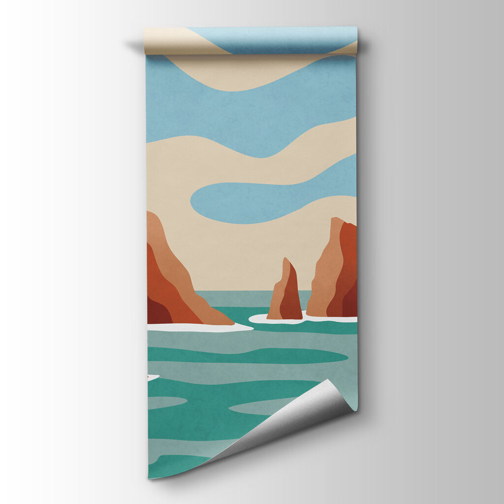 Carta da parati Spiaggia con rocce e acqua (COD: t01163) Carta da parati Spiaggia con rocce e acqua (COD: t01163)