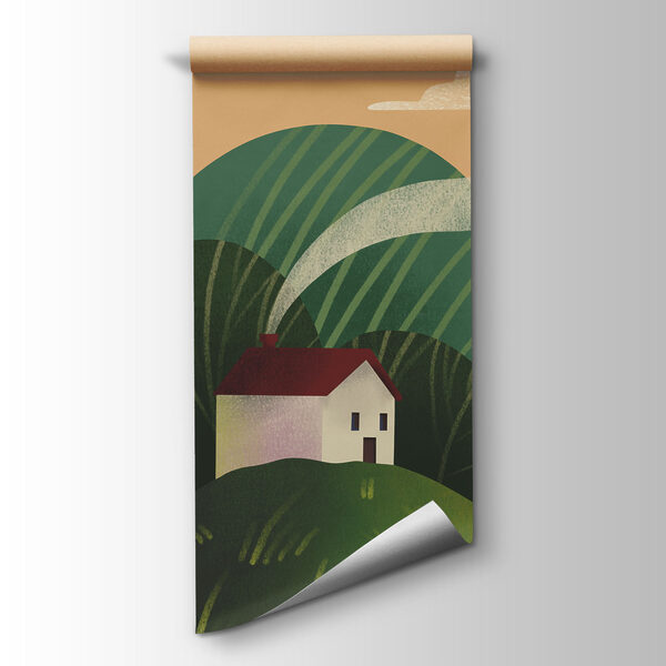 Carta da parati Paesaggio con uno specchio d'acqua, rocce e alberi (COD: t01165) Carta da parati Paesaggio con uno specchio d'acqua, rocce e alberi (COD: t01165)