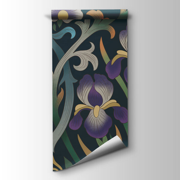 Carta da parati Motivo floreale colorato con uccelli e fiori (COD: t01166)