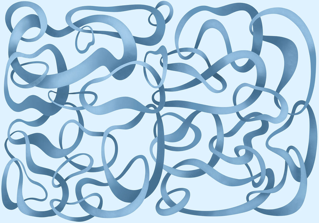Carta da parati Linee blu a spirale su sfondo bianco (COD: t01168v1)