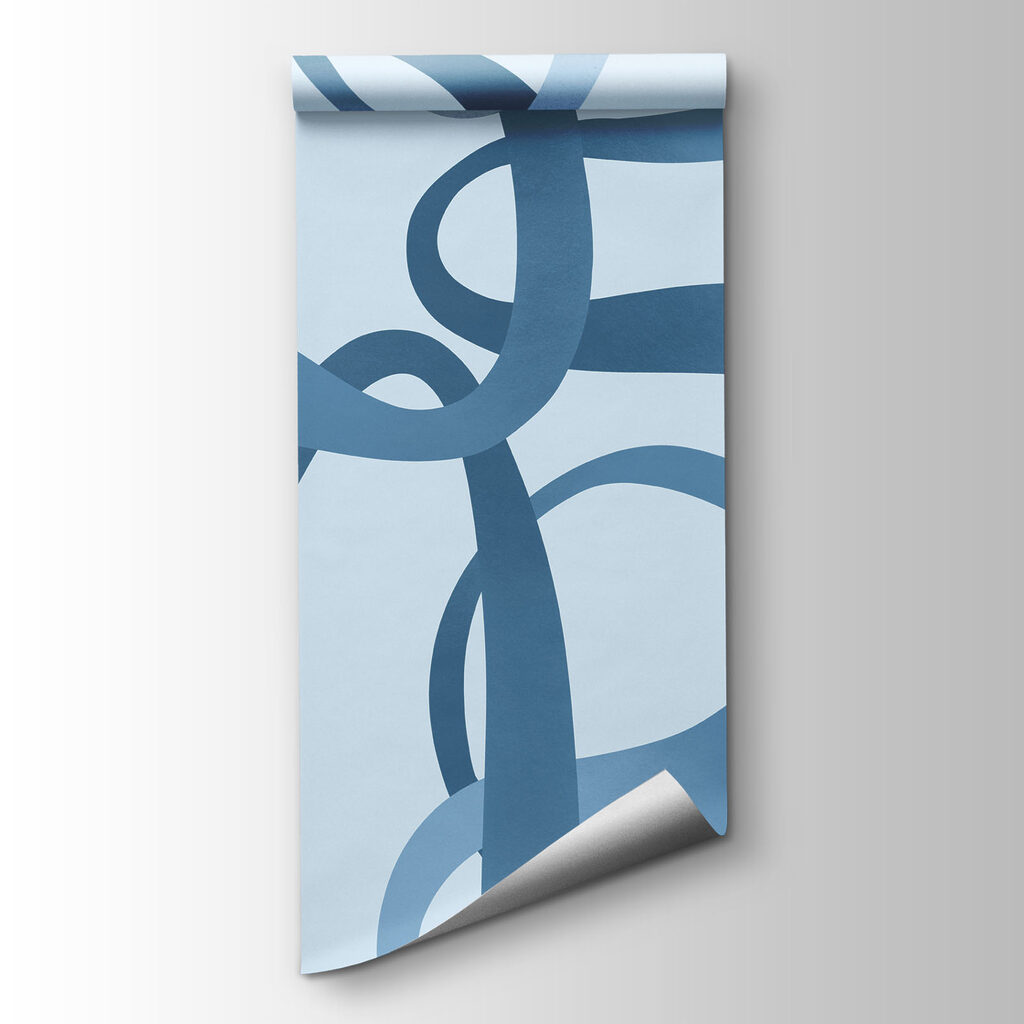 Carta da parati Linee blu a spirale su sfondo bianco (COD: t01168v1)