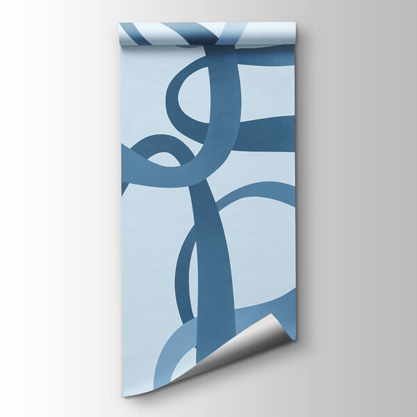 Carta da parati Linee blu a spirale su sfondo bianco (COD: t01168v1)