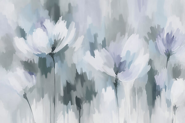 Carta da parati Dipinto di fiori in grigio e bianco (COD: t01189v2)