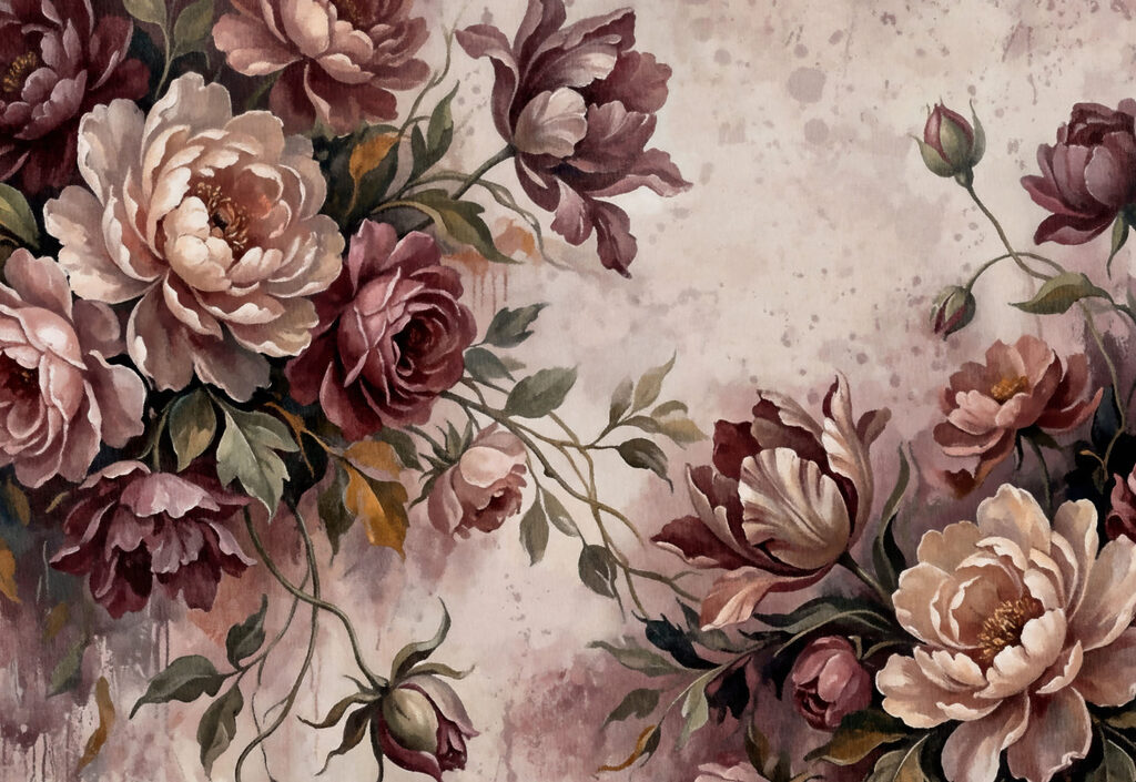 Carta da parati - Fiori eleganti dai colori tenui (COD: t01161)