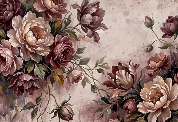 Carta da parati - Fiori eleganti dai colori tenui (COD: t01161)