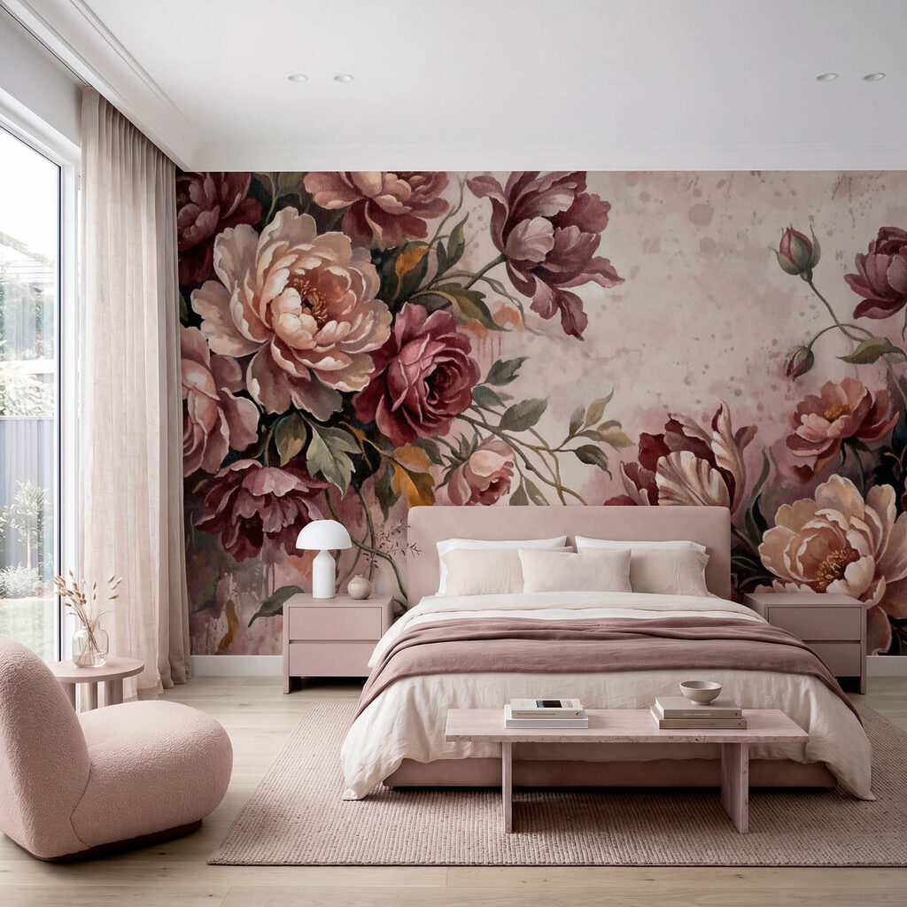 Carta da parati - Fiori eleganti dai colori tenui (COD: t01161)