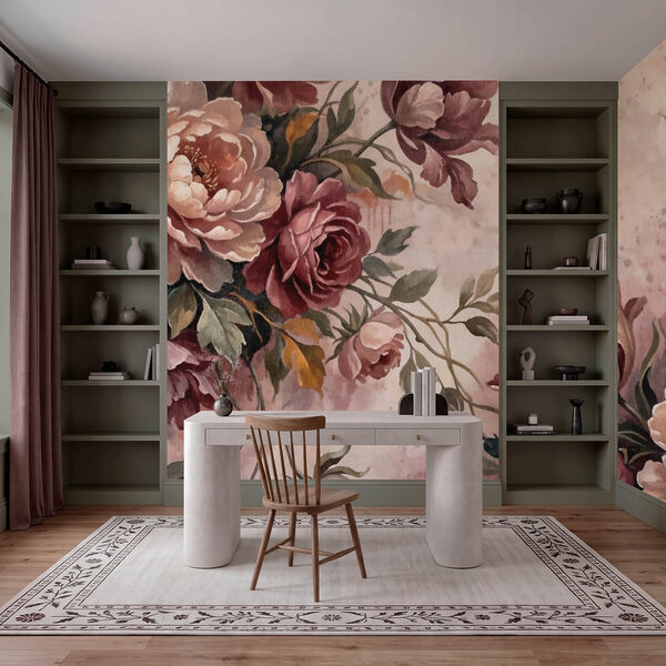 Carta da parati - Fiori eleganti dai colori tenui (COD: t01161)